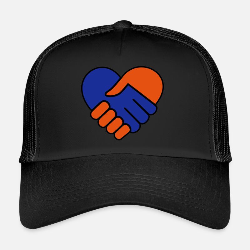 Hand in hand heart blue red - Trucker Cap - black/black