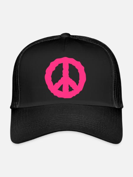 logo peace love2 - Casquette trucker  - noir/noir - Devant