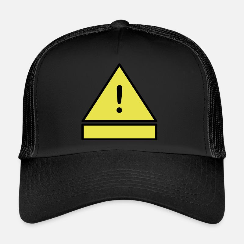 Ausrufezeichen auf einem Warndreieck mit einem zusätzlichen Zeichen - Trucker Cap - Schwarz/Schwarz