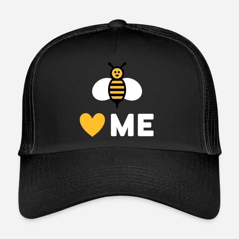 Bees love me (Biene, Herz) - Trucker Cap - Schwarz/Schwarz