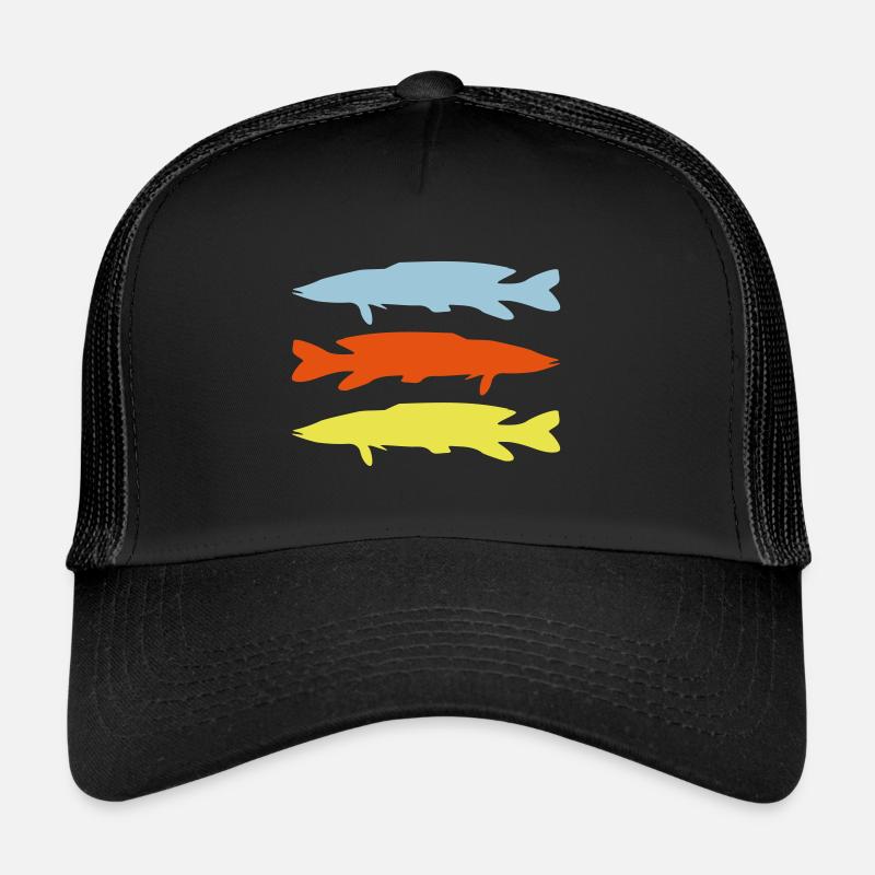 poisson brochet silhouette colorée Casquette trucker 