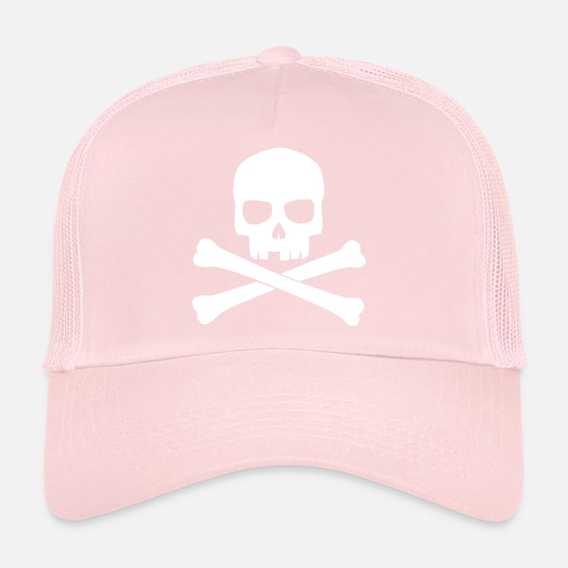 Crâne blanc avec os croisés. Le crâne Casquette trucker 
