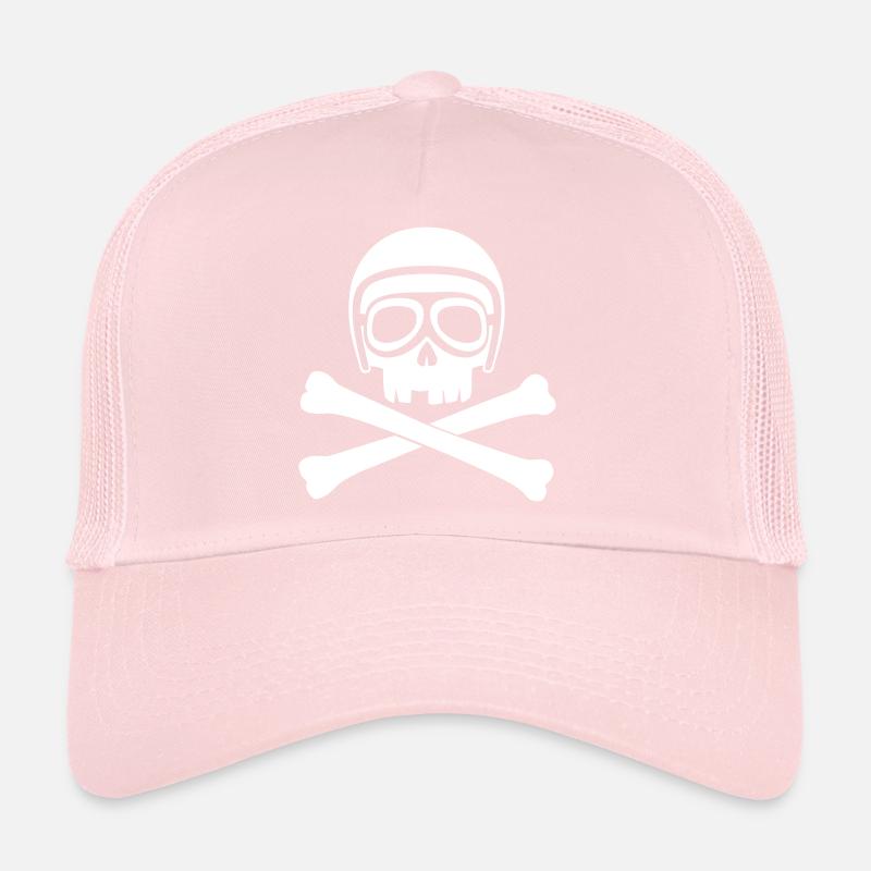 Skull with helmet and goggles white Trucker Cap
