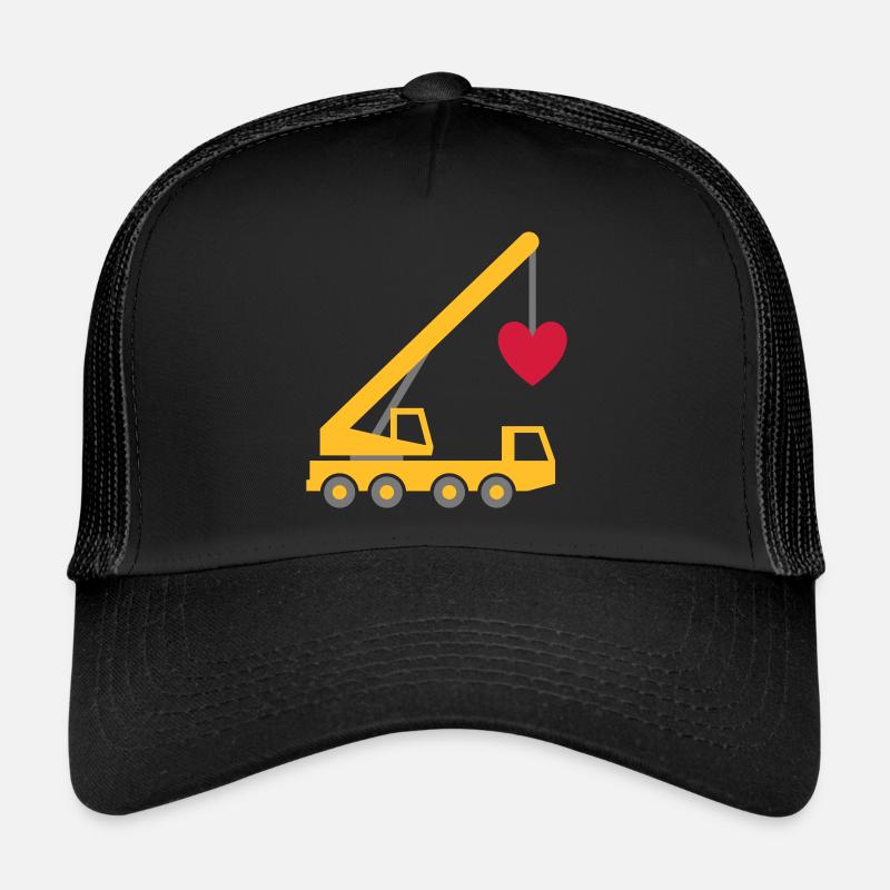 ★ Les couleurs de conception peuvent être modifiées ★ Grue mobile avec un cœur Casquette trucker 
