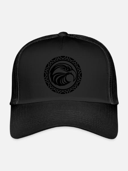 T-shirt avec tatouage maori - Casquette trucker  - noir/noir - Devant