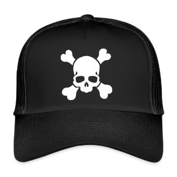 Jolly Roger tête de mort Jolly Roger - Casquette trucker  - noir/noir - Devant