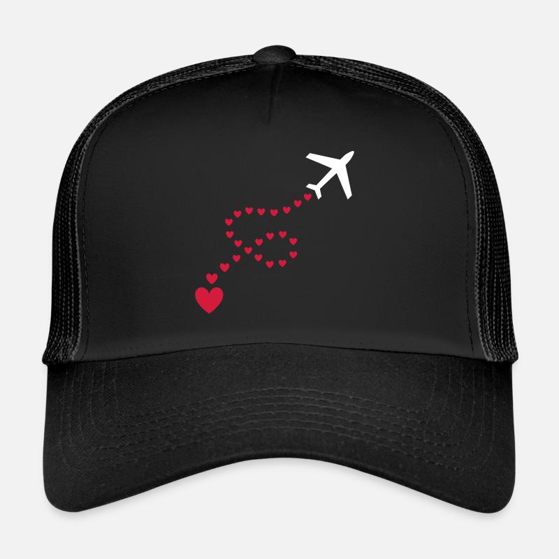 ★ design colors changeable ★ airplane (trace, hearts) - Trucker Cap - black/black