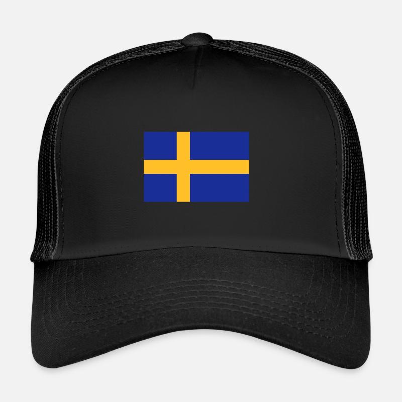 Schweden Flagge - Trucker Cap - Schwarz/Schwarz