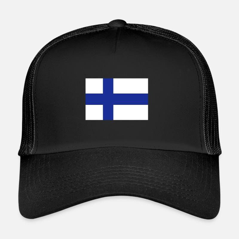 Finnland Flagge - Trucker Cap - Schwarz/Schwarz