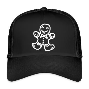 Weihnachten Zeichnung Plätzchen - Trucker Cap - Schwarz/Schwarz - Vorne