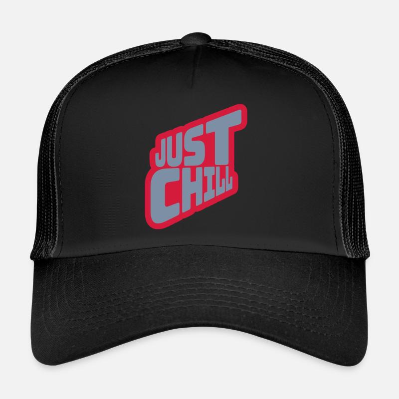 Just Chill Text Logo - Trucker Cap - Schwarz/Schwarz