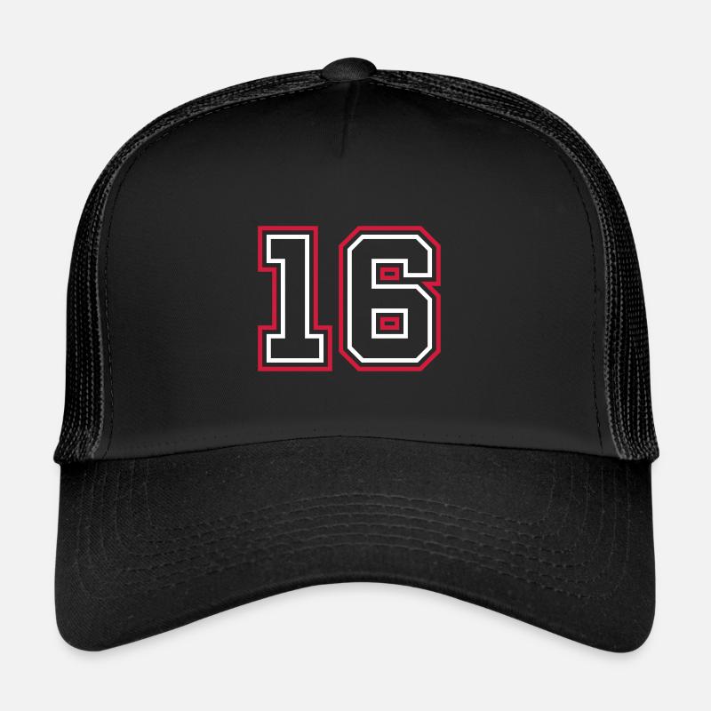 16 Numéro de numéro - Casquette trucker  - noir/noir
