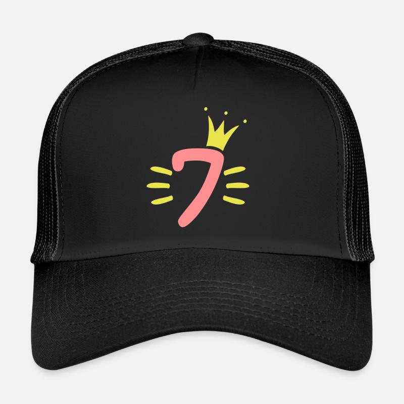 7. Geburtstag Krone - Trucker Cap - Schwarz/Schwarz