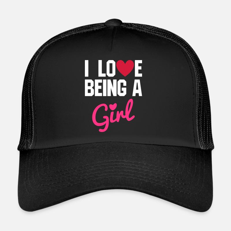 J’aime être une fille (cœur comme v, cœur comme i-dot) Casquette trucker 