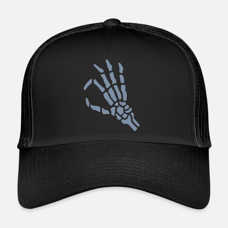 Hand Gesture Skeleton Hole Trucker Cap