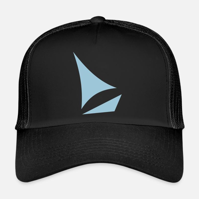 stylized sailboat - Trucker Cap - black/black