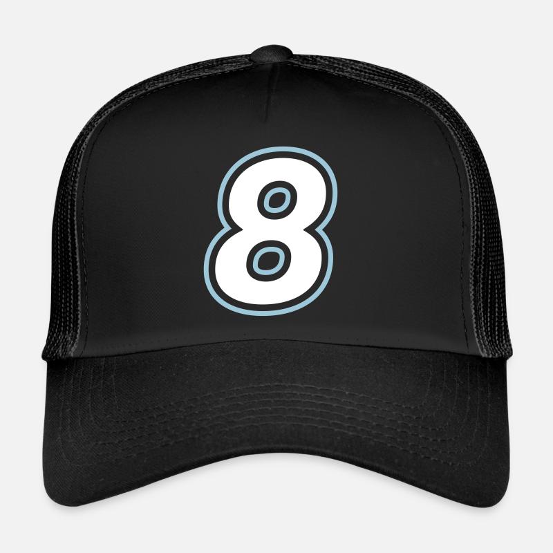 8 Zahl symbol - Trucker Cap - Schwarz/Schwarz
