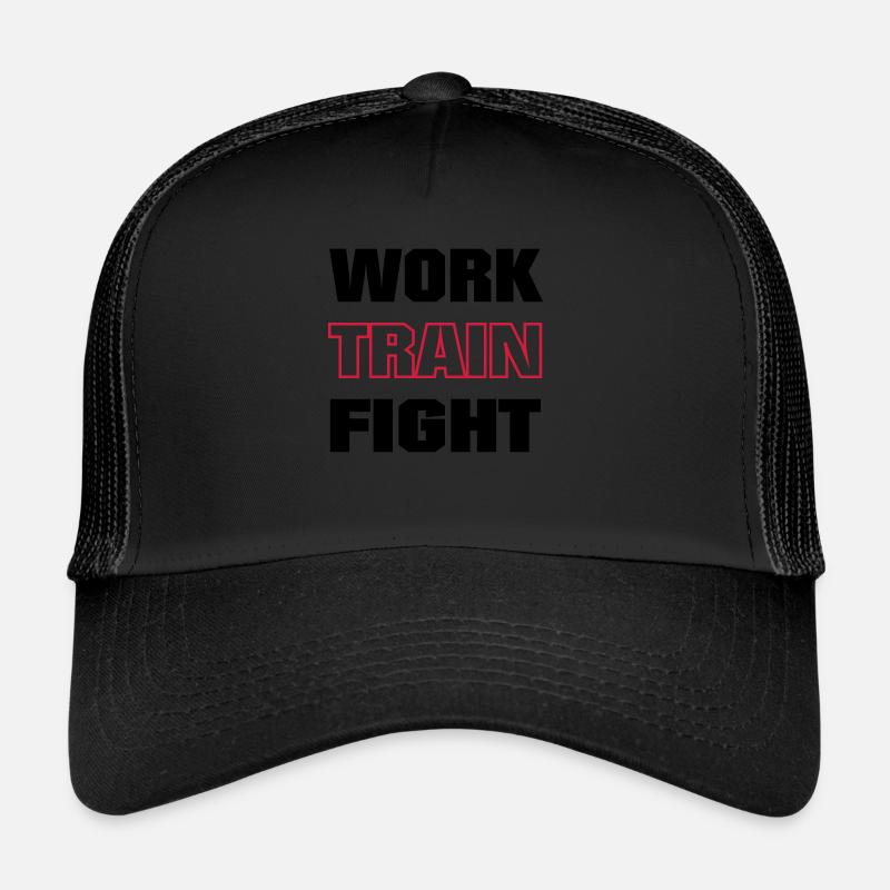 work train fight colored - Trucker Cap - black/black