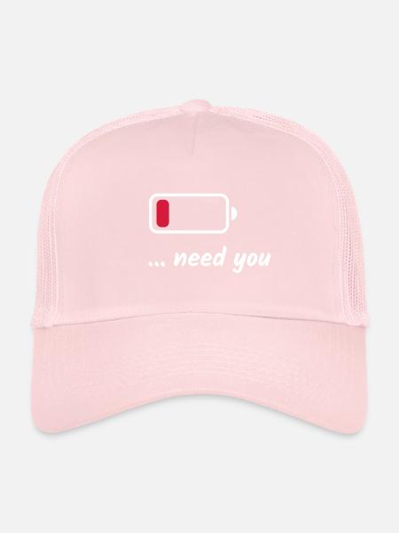 Batterie faible besoin de vous blanc - Casquette trucker  - rose pâle - Devant