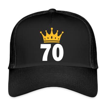 70 Krone 70. Geburtstag 70 Jahre - Trucker Cap - Schwarz/Schwarz - Vorne