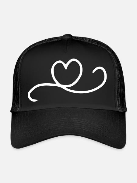Émoji de coeur esquisse - Casquette trucker  - noir/noir - Devant