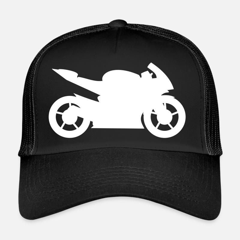 Sleek Speed: Sporty Motorcycle - Trucker Cap - black/black