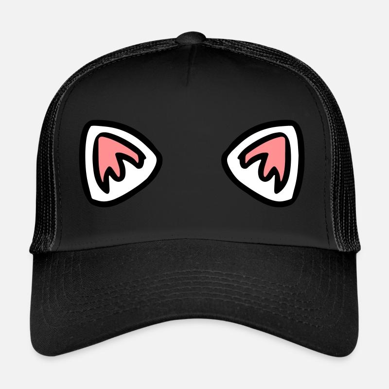Ohren Katze Schneefuchs - Trucker Cap - Schwarz/Schwarz