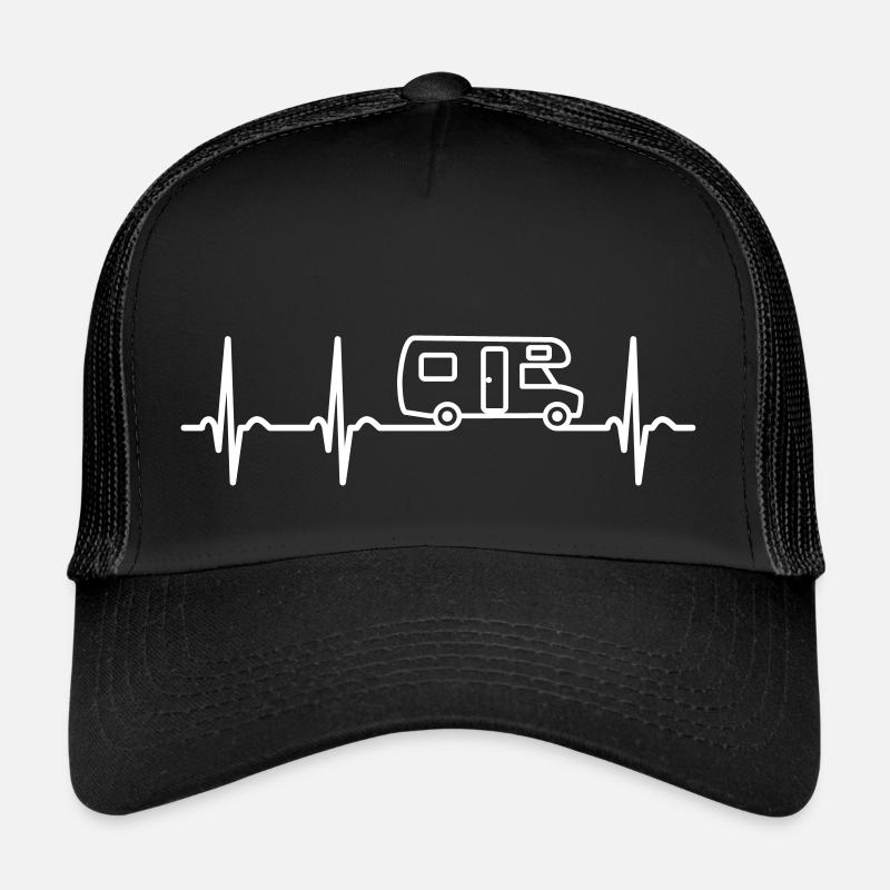 Herzschlag Wohnmobil EKG Wohnwagen Camper Camping - Trucker Cap - Schwarz/Schwarz