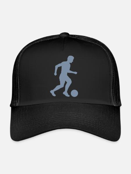 Design Footballeur Sport Silhouette - Casquette trucker  - noir/noir - Devant