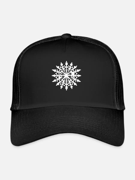 Snowflake Snow Winter Christmas Vector 8 - Trucker Cap - black/black - Front