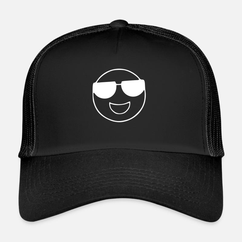 Emoji sketch sunglasses white - Trucker Cap - black/black