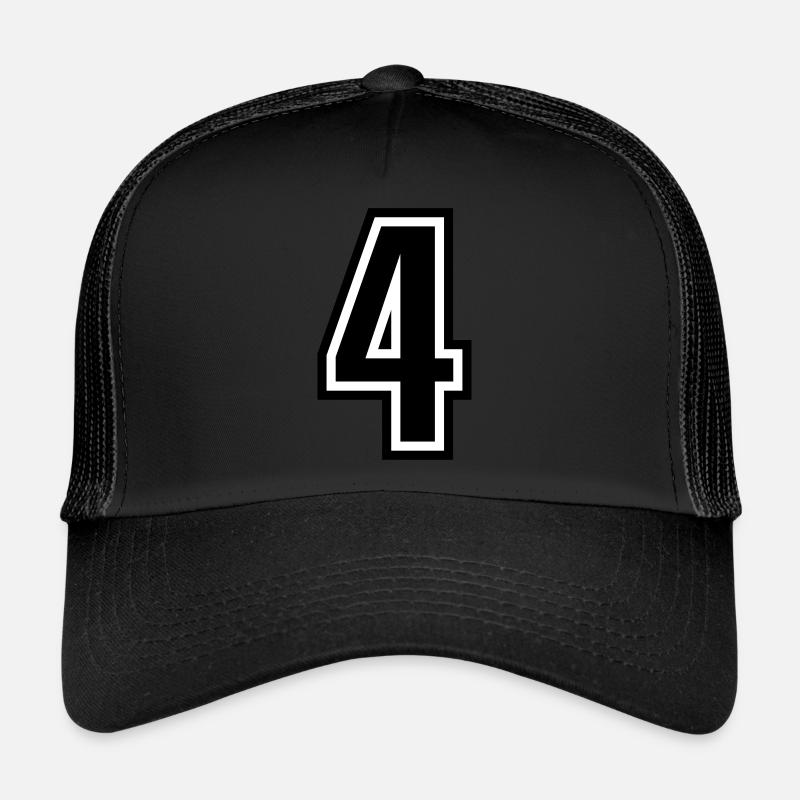 4 - Numéro 4 - Numéro de maillot bicolore changement de couleur Casquette trucker 