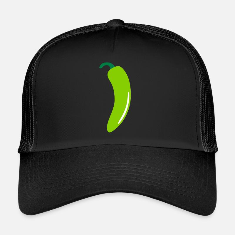 Grüne Chilischote - Trucker Cap - Schwarz/Schwarz