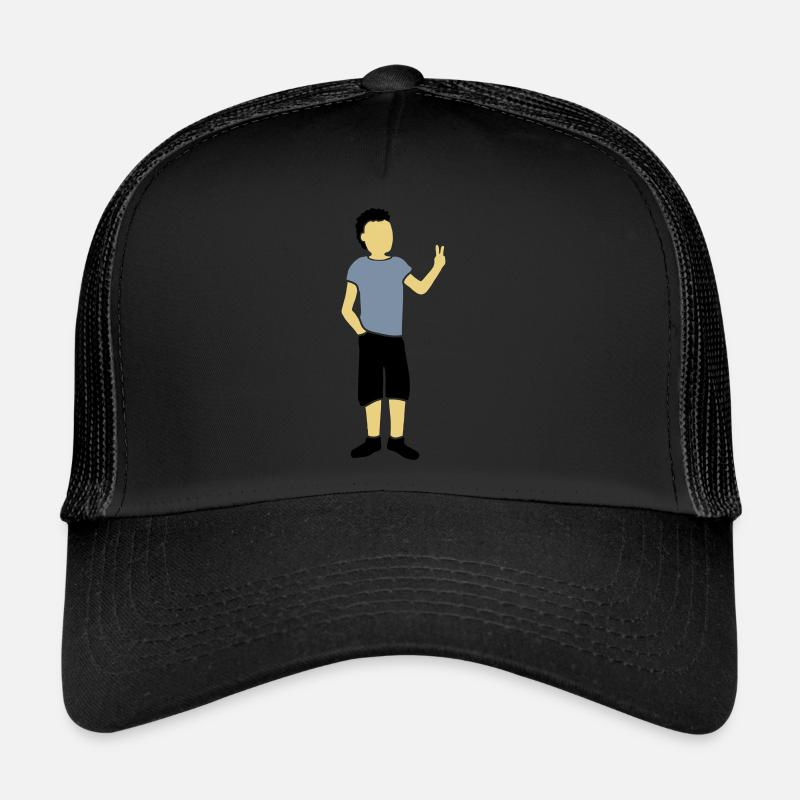 Jungendlicher Silhouette Peace Zeichen - Trucker Cap - Schwarz/Schwarz