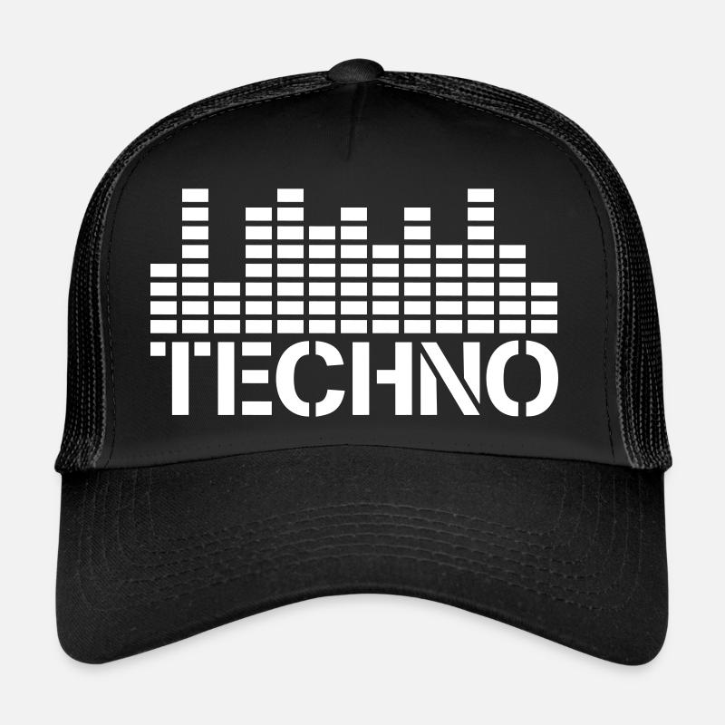 Techno Love Equalizer Waves Musique Fête Logo Casquette trucker 