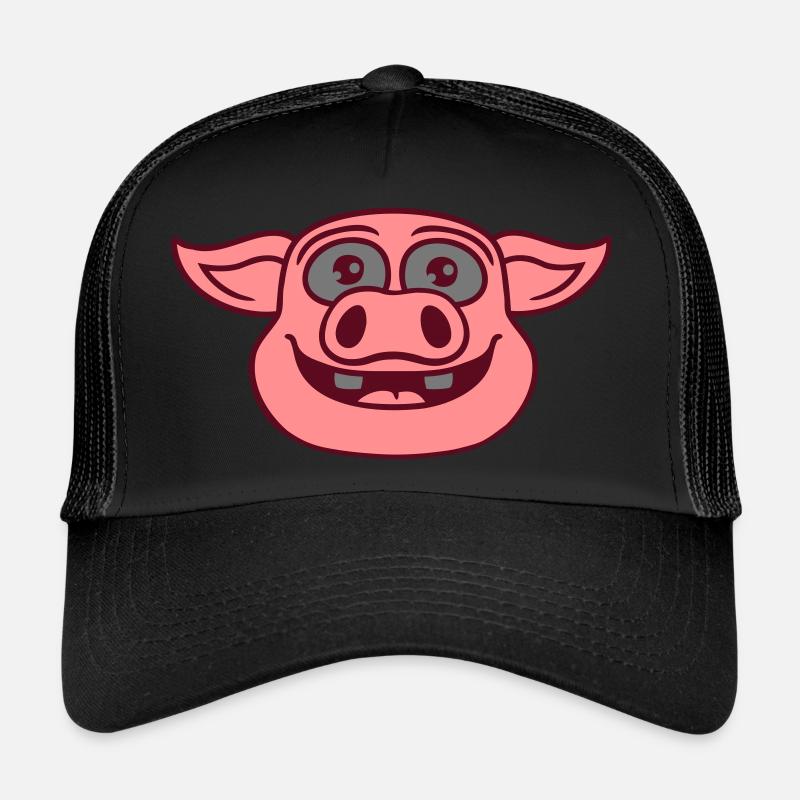 Face Happy Pig Comic - Trucker Cap - black/black