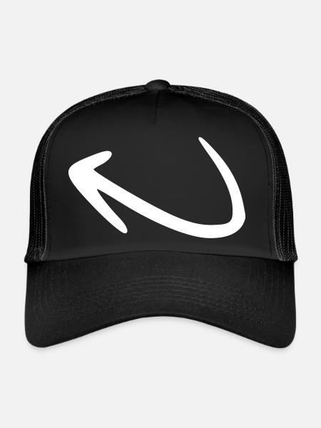 Flèche dessin esquisse blanc - Casquette trucker  - noir/noir - Devant