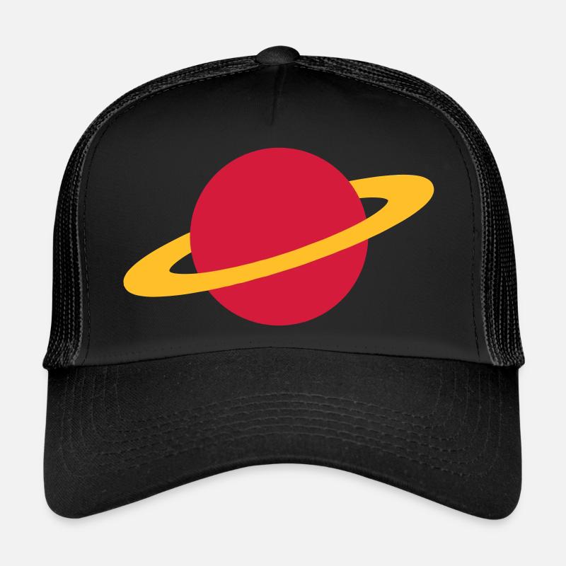 Planète / planète / planète / Saturne - Casquette trucker  - noir/noir