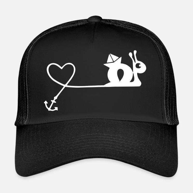 schnecke maritim herz anker3 - Trucker Cap - Schwarz/Schwarz
