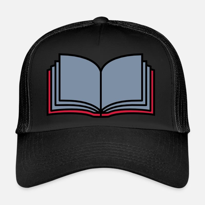 Schule offenes Buch Seiten - Trucker Cap - Schwarz/Schwarz