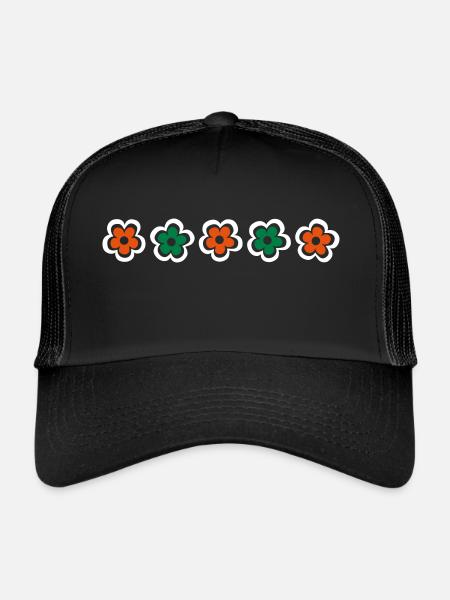 rétro fleur - Casquette trucker  - noir/noir - Devant
