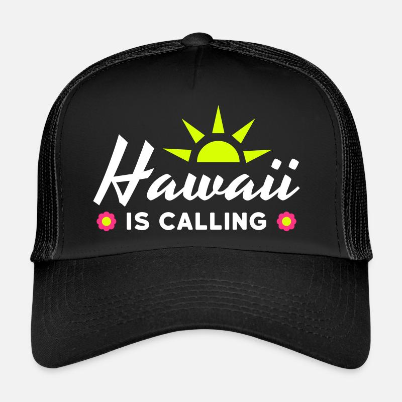 Hawaii is calling (sun, sun rays, flowers) - Trucker Cap - black/black