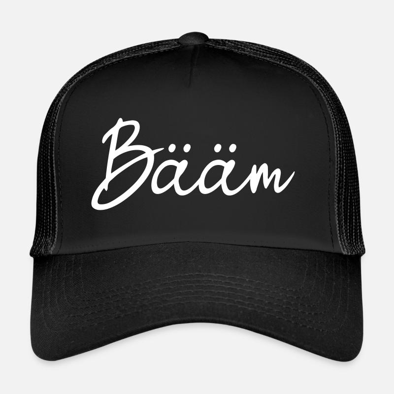 Bääm Schriftzug, einfach nur Bam, lustig, Bäm. - Trucker Cap - Schwarz/Schwarz