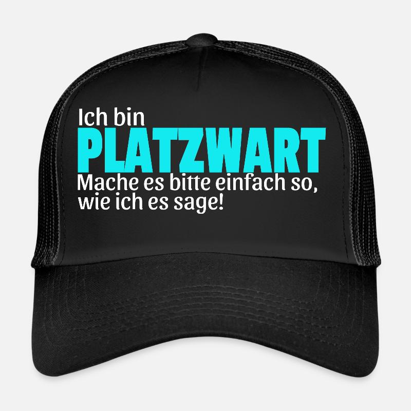 Platzwart Geschenk Idee Spruch lustig Fußball - Trucker Cap - Schwarz/Schwarz