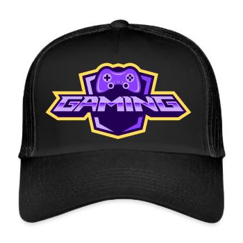 Manette de jeu gamer avec logo - Casquette trucker  - noir/noir - Devant