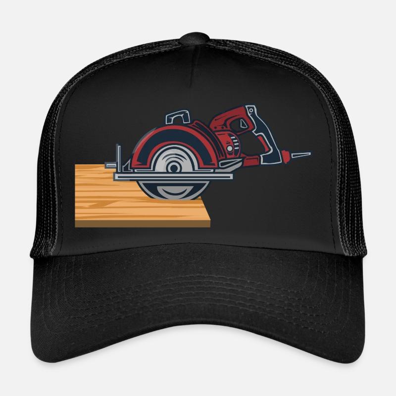 Holz Arbeiter Mit Säge - Trucker Cap - Schwarz/Schwarz