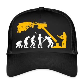 funny lumberjack trees felling forest chainsaw - Trucker Cap - black/black - Front