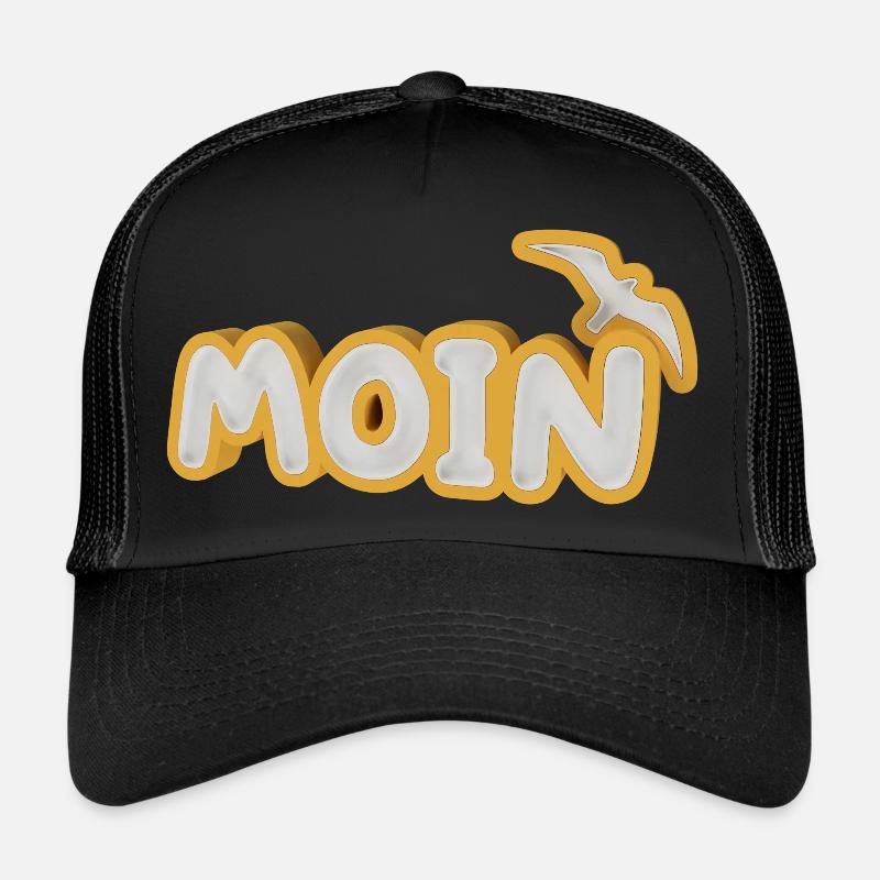 Moin mit Möwe - Trucker Cap - Schwarz/Schwarz