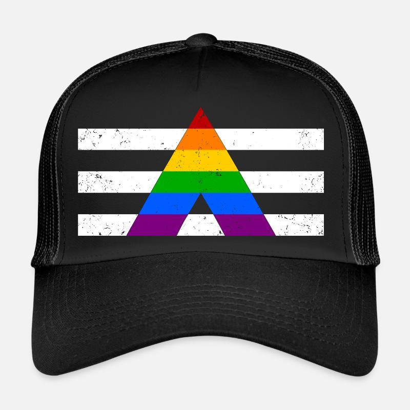 Straight Ally Pride Flag Black Shirt Edition - Trucker Cap - Schwarz/Schwarz