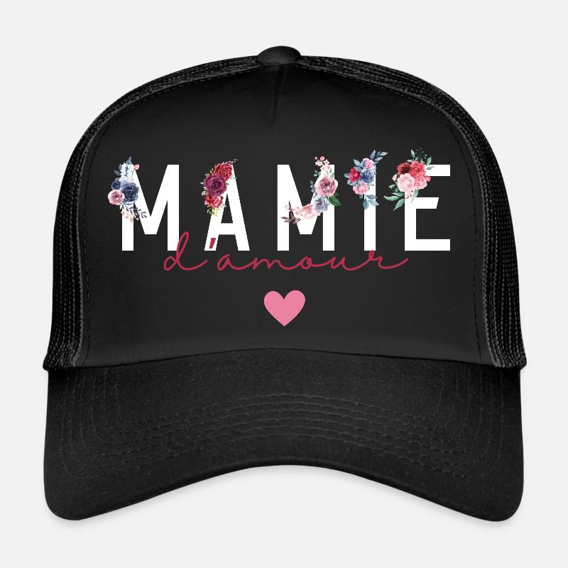 Mamie d’amour fleurs- idée cadeau mamie Casquette trucker 